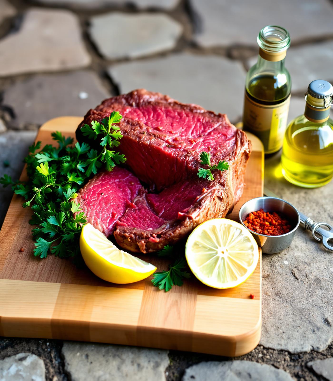 Frisches Fleisch mit Kräutern